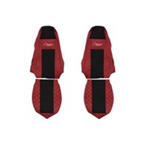 F-CORE FX02 RED - Seat covers ELEGANCE Q (red, material eco-leather quilted / velours, integrated driver's headrest; integrated 