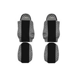 F-CORE FX04 GRAY - Seat covers ELEGANCE Q (grey, material eco-leather quilted / velours) fits: DAF 95 XF, CF 65, CF 75, CF 85, L