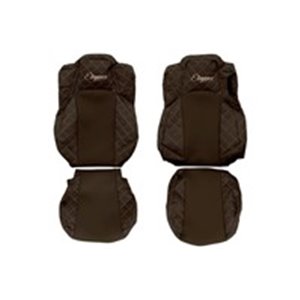 F-CORE FX21 BROWN - Seat covers ELEGANCE Q (brown, material eco-leather quilted / velours, comfortable driver’s seat; folding pa