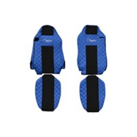 F-CORE FX18 BLUE - Sätesöverdrag ELEGANCE Q (blått, material eko-läder quiltat / velour, olika säten förarstol - ISRI)