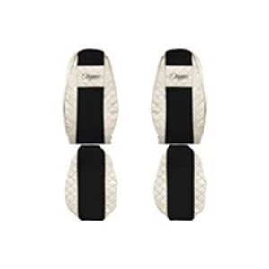 F-CORE FX14 CHAMP - Seat covers ELEGANCE Q (champagne, material eco-leather quilted / velours) fits: VOLVO FH II, FH16 II 03.14-