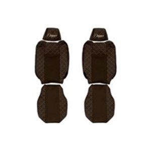F-CORE FX19 BROWN - Seat covers ELEGANCE Q (brown, material eco-leather quilted / velours, adjustable driver's headrest; adjusta