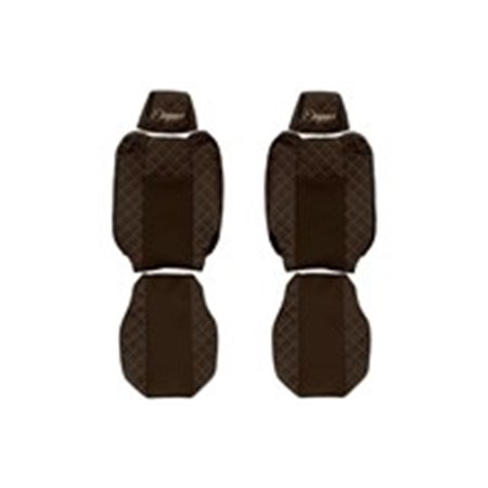 F-CORE FX19 BROWN - Seat covers ELEGANCE Q (brown, material eco-leather quilted / velours, adjustable driver's headrest adjusta