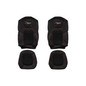 F-CORE FX24 BLACK/RED - Seat covers ELEGANCE Q (black/red, material eco-leather quilted / velours) fits: FORD F-MAX 11.18-