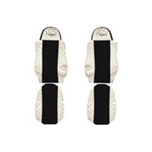 F-CORE FX04 CHAMP - Seat covers ELEGANCE Q (champagne, material eco-leather quilted / velours) fits: DAF 95 XF, CF 65, CF 75, CF