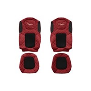 F-CORE FX24 RED - Seat covers ELEGANCE Q (red, material eco-leather quilted / velours) fits: FORD F-MAX 11.18-