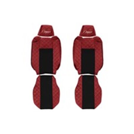 F-CORE FX19 RED - Seat covers ELEGANCE Q (red, material eco-leather quilted / velours, adjustable driver's headrest adjustable 