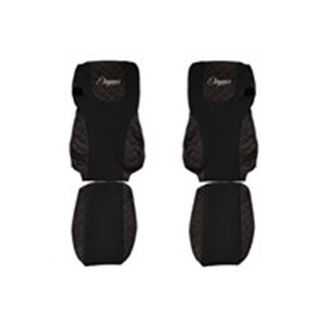 F-CORE FX07 BLACK/RED - Seat covers ELEGANCE Q (black/red, material eco-leather quilted / velours, EURO 6) fits: DAF XF 105, XF 