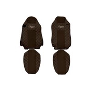 F-CORE FX18 BROWN - Seat covers ELEGANCE Q (brown, material eco-leather quilted / velours, different seats; driver’s seat - ISRI