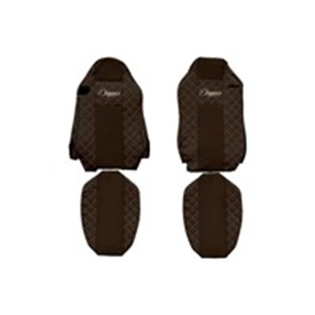 F-CORE FX18 BROWN - Sätesöverdrag ELEGANCE Q (brunt, material eko-läder quiltat / velour, olika säten förarstol - ISRI