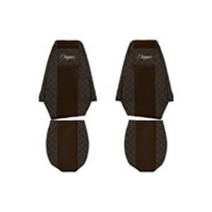 F-CORE FX08 BROWN - Seat covers ELEGANCE Q (brown, material eco-leather quilted / velours) fits: RVI MAGNUM 10.04-