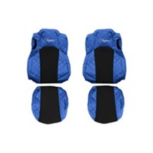 F-CORE FX22 BLUE - Seat covers ELEGANCE Q (blue, material eco-leather quilted / velours, comfortable driver’s seat; seats with i