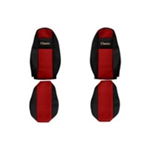 F-CORE PS32 RED - Seat covers Classic (red, material velours, seats with integrated headrests) fits: VOLVO FH II, FH16 II 03.14-