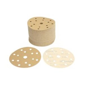 SUNMIGHT SUN44306 - GOLD Sandpaper: disc, rip tape, number of holes: 15, gradation: P80, diameter:150mm, colour: beige, packagin