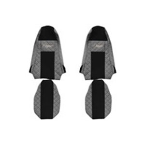 F-CORE FX15 GRAY - Seat covers ELEGANCE Q (grey, material eco-leather quilted / velours, integrated driver's headrest; integrate