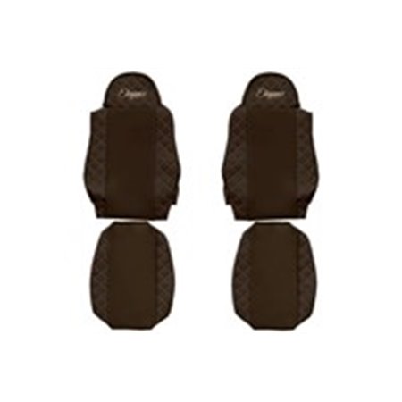 F-CORE FX05 BROWN - Seat covers ELEGANCE Q (brown, material eco-leather quilted / velours) fits: MAN TGA, TGL I, TGM I, TGS I 06
