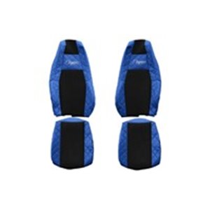 F-CORE FX23 BLUE - Seat covers ELEGANCE Q (blue, material eco-leather quilted / velours, integrated driver's headrest; integrate
