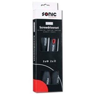 SONIC 600503 - Set of screwdrivers 5 pcs, profile: slotted, 4; 5.5; 6.5 mm, philips size: PH1; PH2