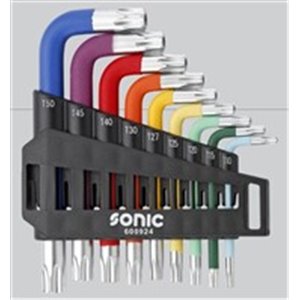 SONIC 600924 - Set of key wrenches 9 pcs, profile: TORX, socket TORX/E-TORX size: T10, T15, T20, T25, T27, T30, T40, T45, T50