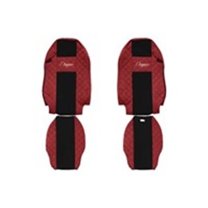 F-CORE FX10 RED - Seat covers ELEGANCE Q (red, material eco-leather quilted / velours) fits: MERCEDES ACTROS MP2 / MP3 10.02-