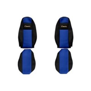 F-CORE PS32 BLUE - Seat covers Classic (blue, material velours, seats with integrated headrests) fits: VOLVO FH II, FH16 II 03.1