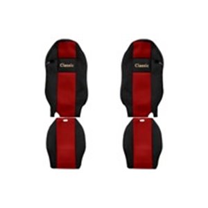 F-CORE PS24 RED - Seat covers Classic (red, material velours, driver’s seat belt assembled in the seat; integrated driver's head