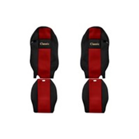 F-CORE PS24 RED - Seat covers Classic (red, material velours, driver’s seat belt assembled in the seat integrated driver's head