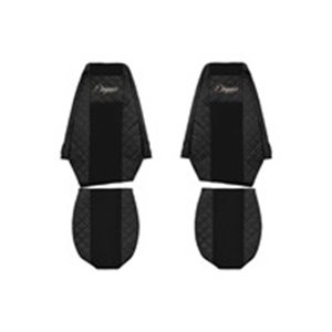 F-CORE FX09 BLACK - Seat covers ELEGANCE Q (black, material eco-leather quilted / velours) fits: RVI PREMIUM 2 10.05-