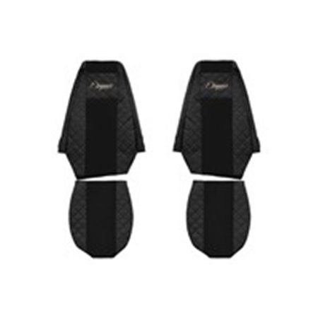 F-CORE FX09 SVART - Sätesöverdrag ELEGANCE Q (svart, material eko-läder quiltat / velour) passar: RVI PREMIUM 2 10.05-