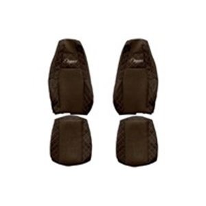 F-CORE FX23 BROWN - Seat covers ELEGANCE Q (brown, material eco-leather quilted / velours, integrated driver's headrest; integra
