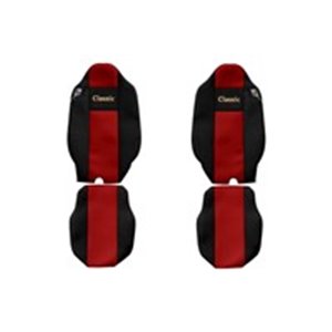 F-CORE PS30 RED - Seat covers Classic (red, material velours, driver’s seat belt assembled in the seat; integrated driver's head