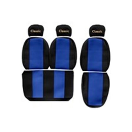 F-CORE PS03 BLUE - Seat covers Classic (blue, material velours, 1+2 driver’s seat belt assembled in the seat passenger’s seat 