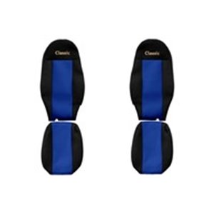 F-CORE PS27 BLUE - Seat covers Classic (blue, material velours, driver’s seat belt assembled in the seat; integrated driver's he