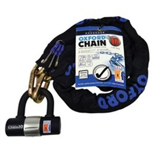 OXFORD LK144 - Anti-theft protection OXFORD MTR CHAIN & LOCK colour black 1,4m x chain link 10mm