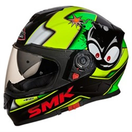 SMK SMK0104/17/GL241/M - Helmet full-face helmet SMK TWISTER CARTOON GL241 colour black/fluorescent/green/yellow, size M unisex