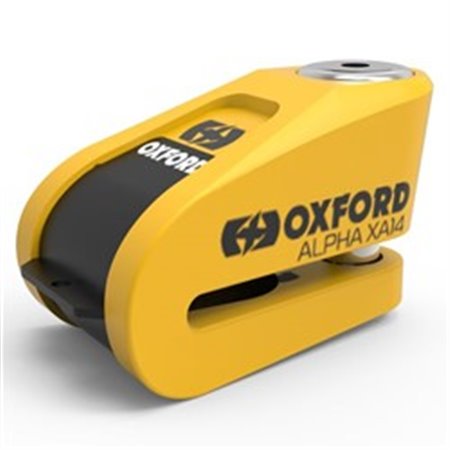 OXFORD LK217 - Bromsskivlås med larm OXFORD XA5 färg gul dorn 14mm