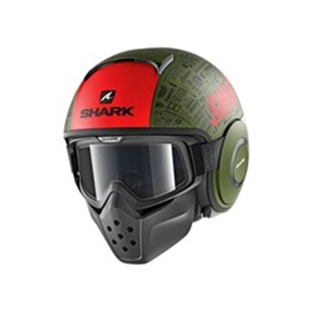 SHARK HE2906E-GRK-XS - Helmet open SHARK DRAK TRIBUTE RM colour black/green/matt/red, size XS unisex